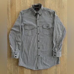 Lucchese Navy and White Checked Button-Down Shirt